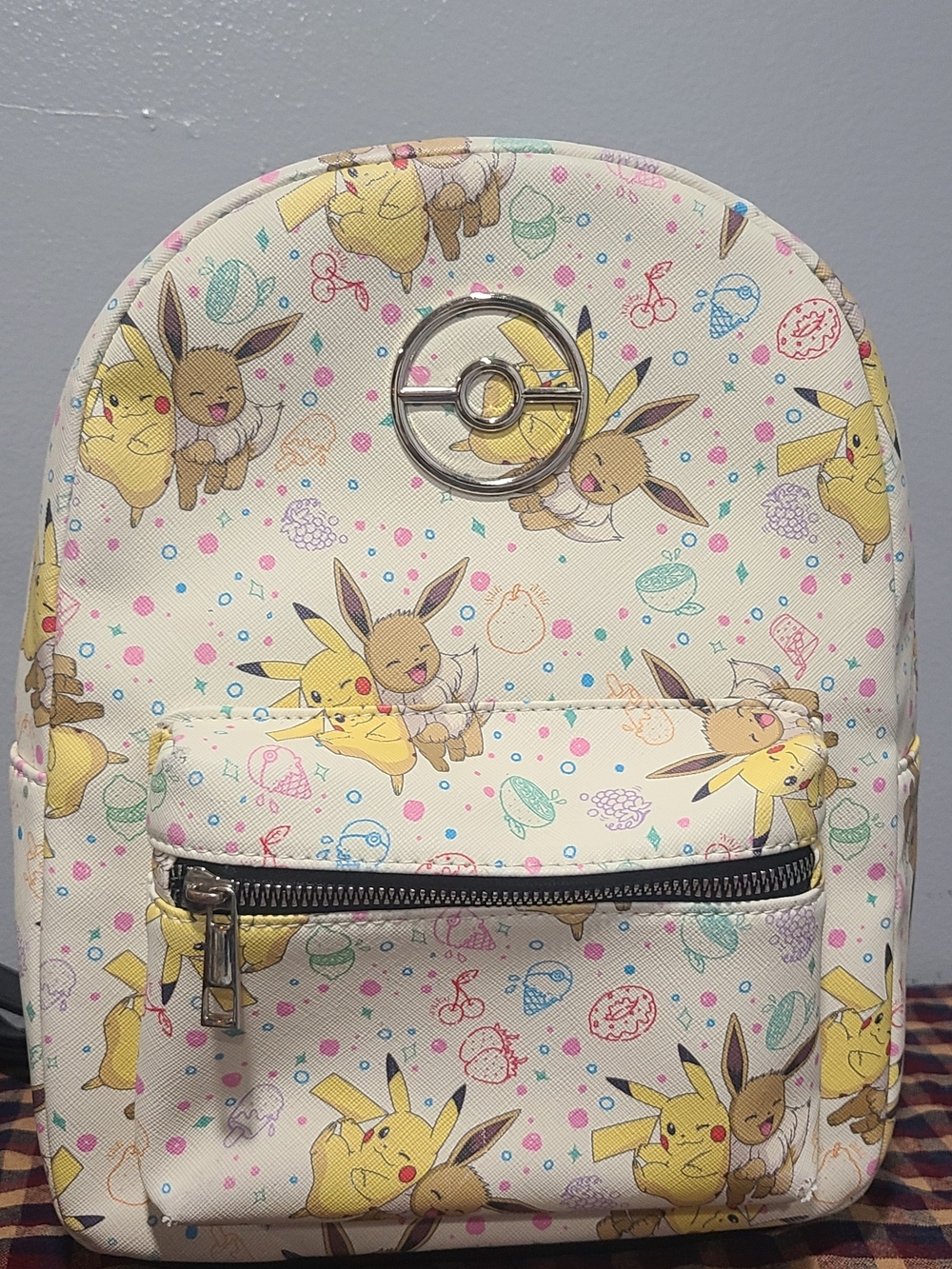 Bioworld Cream Pikachu & Eevee Snacks Mini Backpack Confetti Edition